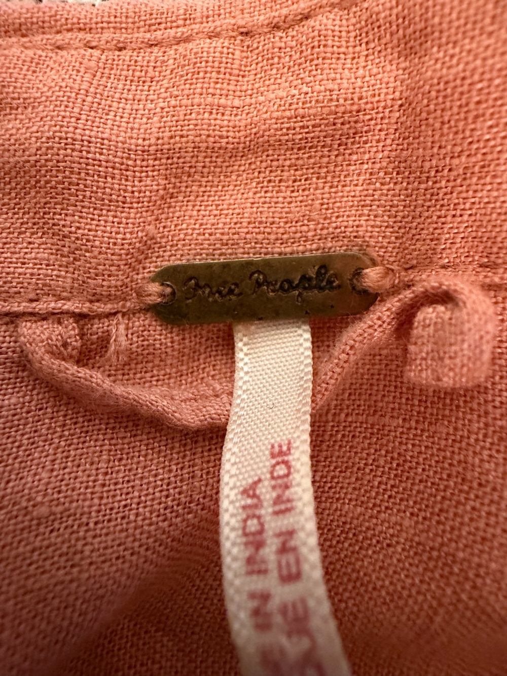 Free People Linen Blend Shirt Dress XS Coral Utility Button Front Tunic - Picture 4 of 12